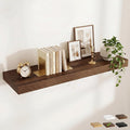 FLYJOE 48 Inch Long Floating Shelves for Wall Set of 1, 12" D Wood Grain Bathroom Shelves with Invisible Brackets, Easy Install Engineered Wood Storage Shelves for Kitchen, Living Room, Bedroom