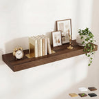 FLYJOE 48 Inch Long Floating Shelves for Wall Set of 1, 12" D Wood Grain Bathroom Shelves with Invisible Brackets, Easy Install Engineered Wood Storage Shelves for Kitchen, Living Room, Bedroom