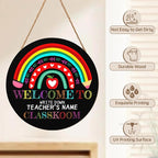 Personalized Welcome Sign for Classroom Custom Teacher Name Classroom Door Sign 12x12in Welcome to Our Classroom Door Hanging Sign Back to School Teacher Supplies Appreciation Gifts