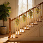 Forsythia Spring Teardrop Swag, 2Pcs Artificial Spring Summer Floral Hanging Swags with Bow for Door Wall Mantel Window Wedding Home Decor (Yellow)