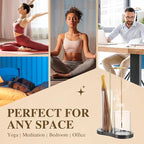 2 in 1 Incense Holder for Sticks with Glass Ash Catcher, Upside Down Anti-Ash Incense Stick Burner, Modern Vertical Incense Holder for Yoga, Spa, Meditation and Home Decor （Black）