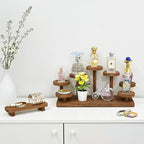 MOOCA Multi-Level Wooden Display Riser Stand for Jewelry, Accessories, Mineral, and Collectibles items - Jewelry and Figurine Display Risers, Versatile Stand for Action Figures and Home Decor, Brown Color
