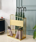 2 Tier Metal Umbrella Stand Umbrella Holder, Large-Capacity Commercial Umbrella Stand Umbrella Holder for Hotel Offices, Entrance Umbrella Organizer (Color : Gold, Size : 30x23x50cm)