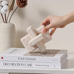 3-Link Knot Resin Travertine Decor, Coffee Table Decor, Book Shelf Entry Table Decoration, Boho Decorative Objects, Aesthetic Accents for Modern Rustic Office Living Room Home Décor