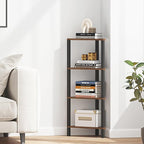 TUTOTAK Corner Shelf, 4-Tier Corner Bookshelf for Small Space, Narrow Display Corner Shelf Stand with Storage Rack, for Living Room, Bedroom, Rustic Brown BS05BB004