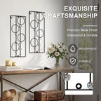 ZEXUIRU 2 Pcs. Abstract Metal Art for Wall Decor Living Room Bedroom Bathroom Office Metal Bling Modern Geometric Hanging Vertical Small Iron Sculpture Plaque Pack -Black 24in