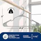 Plastic Hangers 50 Pack - Space Saving Clothes Hangers, Made in USA, Durable & Strong Plastic Shirt & Coat Hanger with Notches & Shoulder Grooves, Non-Slip Clothing Hangers | Silver Hail