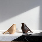 Natural Wood Bird Trio 4.1”L Set of 3 – Small Bird Sculptures & Animal Statues, Hand-Finished Modern Coffee Table Shelf Decor, Gift-Ready (3, Mixed)