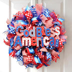 Patriotic Wreaths for Front Door, 250 Anniversary Decorations 4th of July Decorations Outdoor, Handcrafted Memorial Day Wreaths, Festival Celebration USA Flag Printed Wreath (B)