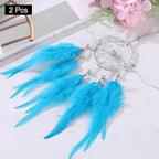 uxcell 2pcs Dream Catchers, Small Handmade Feather Dreamcatcher Supplies Car Charm with Crystal Beads Wall Hanging Decor for Home Car Decoration Ornament Women Friend Gift, Blue