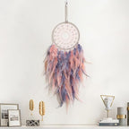 Dream Catcher Wall Decor, Handmade Dreamcathers Indians Traditional Circular Net for Wall Hanging Decor, Bedroom Kids, Home Decoration Wedding Party Blessing Gift, Pink Grey