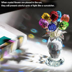 Movdyka Crystal Colorful Rose Flower Figurine with Vase Handmade Romantic Glass Rose Gifts for Wife Mom on Mother's Day Birthday Christmas Wedding Valentines Home Decorations