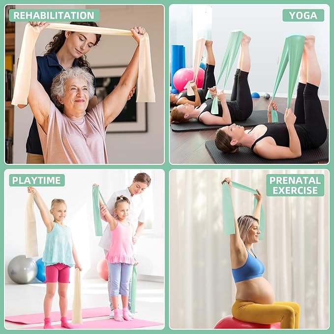 Resistance Bands for Working Out, Exercise Bands, Resistance Band for Physical Therapy, Stretch Bands for Pilates, Rehab, Stretch, Strength Training and Yoga Starter Set