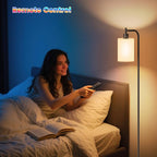 SIBRILLE RGB Floor Lamp with Linen Shade, Dimmable Tall Standing Lamp with Remote Control, Color Changing Floor Lamps for Living Room Bedroom Gaming Room, 9W RGB Bulb Included