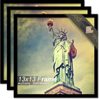 100% Solid Wood 13x13 Frame Set of 3, Black Square Picture Frame for 13 x 13 Picture Poster Photo, Light Weight 13by13 HQ Matte Black Frame for Wall - 3 Pack/Black/13 x13