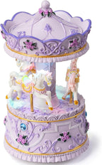Handcrafted Carousel Music Box with Colorful Lights,Vintage Horse Musical Figurine,for Home Décor,Christmas Valentine's Day Birthday Gifts for Girls,Friends,Kids,Plays Canon in D Tune