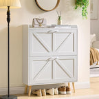 LEYAOYAO Shoe Storage Cabinet with 2 Flip Drawers，Narrow Shoe Storage Cabinet Organizer with Legs for Entryway Hallway, Living Room, Bedroom，Hidden Slim Storage Narrow Shoe Rack Cabinet,White