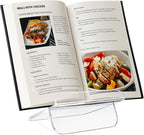 Americanflat Clear Acrylic Book Stand with Ledge - Acrylic Stands for Display - Cook Book Stand, Magazine, and Comic Holder for Tabletop