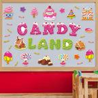 Candy World Cutouts Candy Classroom Bulletin Board Decorations Candy World Ice Cream Donut Round Lollipop Cut Outs Kids Sweet Birthday Themed Party Supplies for Students Classroom Decorations