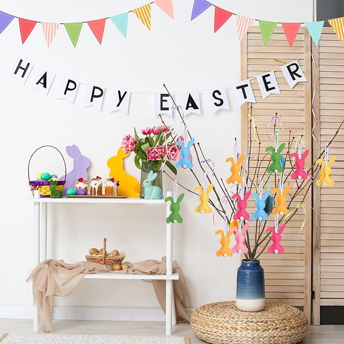 Jutom 108 Pcs Felt Valentine's Day Heart Hanging Ornaments St. Patrick's Day Shamrock Easter Egg Ornaments Heart Shaped Clover Baubles Shamrock Egg Felt Decoration for Holiday Favor (Fresh)