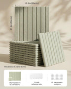 Aothia 12-Pack Felt Bulletin Board Tiles 48"x36", Modular Pin Board for Smooth Walls, Cork Board Alternative for Notes & Photos, 0.35" Thick, 70 Adhesive Tabs & 40 Pins, Sage Green