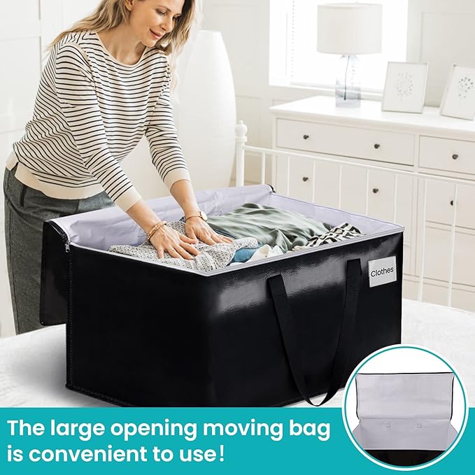 Extra Large Moving Boxes-Moving Bags with Zipper, Carrying Handles and Tag Pocket-Moving Supplies for Space Saving-Totes for Storage - for moving, Storage, Camping and Travel 125L-4 Pack