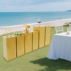 6 PCS Display Pedestal Stand, Metal Display Pedestal Stands Decoration Cube Sculpture Displays Column Square Displays Stands Pillars for Wedding Party Baby Shower Birthday (Gold, 6PCS)