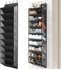 20-25 Pairs Over the Door Shoe Organizer, Clear Pockets Shoe Rack for Closet Door, 10-Tier Hanging Shoe Rack for Boots, Behind the Door Shoe Holder Fit All the Family's Sneakers, Boots, Heels, Black