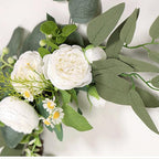 2 Pieces Front Door Hanging Wreath Artificial Peony Flower Swag with Green Leaves Silk Vine Garland Decorative for Arches Suitable for Kitchen Wall