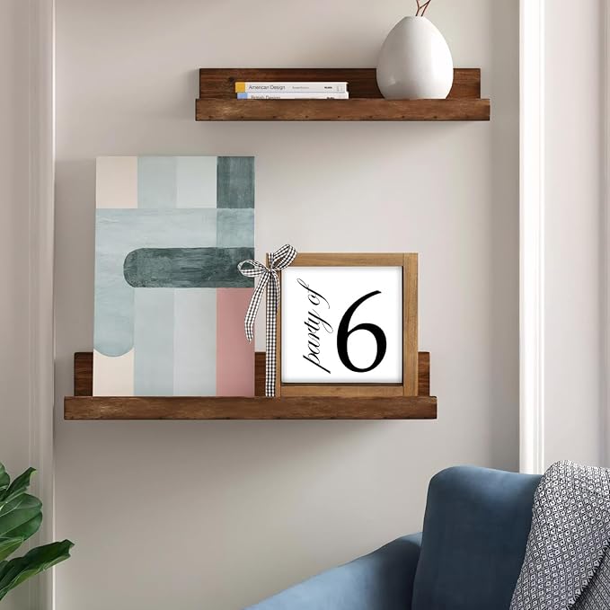 6 Inch Party of 6 Sign, Wooden Frame Family of 6 Decor, Rustic Gift for Family Indoor Table Tiered Tray Shelf Desk Farmhouse Home Decorations