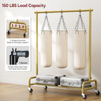 SLEEPING LAMB Heavy Duty Clothes Racks for Hanging Clothing Rack, 43" Wide Rolling Garment Rack Metal Wardrobe Rack with Wheels Closet Hanger Rack for Coats, Shirts, Dress (Gold)