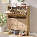 LEYAOYAO Shoe Storage Cabinet with 2 Flip Drawers，Narrow Shoe Storage Cabinet Organizer with Legs for Entryway Hallway, Living Room, Bedroom，Hidden Slim Storage Narrow Shoe Rack Cabinet,Natural