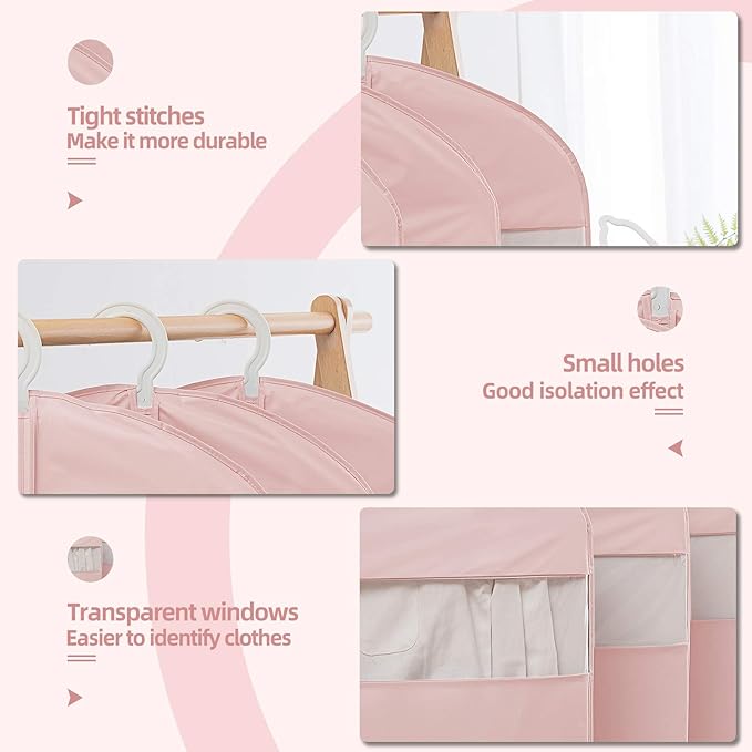 Pink Dress Bags for Gowns Long, 65'' Long Dress Clear Garment Bag(Set of 2, 23.3'' X 65'')