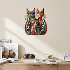 Wesiti Cat Wall Art Decor Iron Wall Sculptures Decor for Cats Lover 11 x 11.8 Inches Colorful Mid Century Cat Retro Signs for Home Living Room Bedroom Kitchen Office(Vintage-chic)