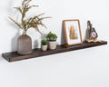 Marsmiles 48 inch Floating Shelves for Wall Solid Elm Wood Wall Mounted Shelves|Rustic Long Floating Shelves with Invisible Bracket for Bathroom Kitchen|Rounded Edge|Walnut, 1 Pack