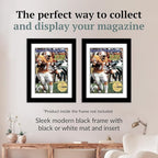 Creative Picture Frames 8 x 10.75 Magazine Frame with Full-Strength Glass, Holds Up To A 1/4" Thick Media with Installed Hangers for Easy Mounting, 10x12 Manhattan Black Frame with White Mat