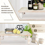 MAONAME Decorative Wooden Display Riser, Farmhouse Wood Pedestal Stand for Display, Rustic Wash White Tray Riser for Kitchen, Home Table Decor, Short and Tall Footed
