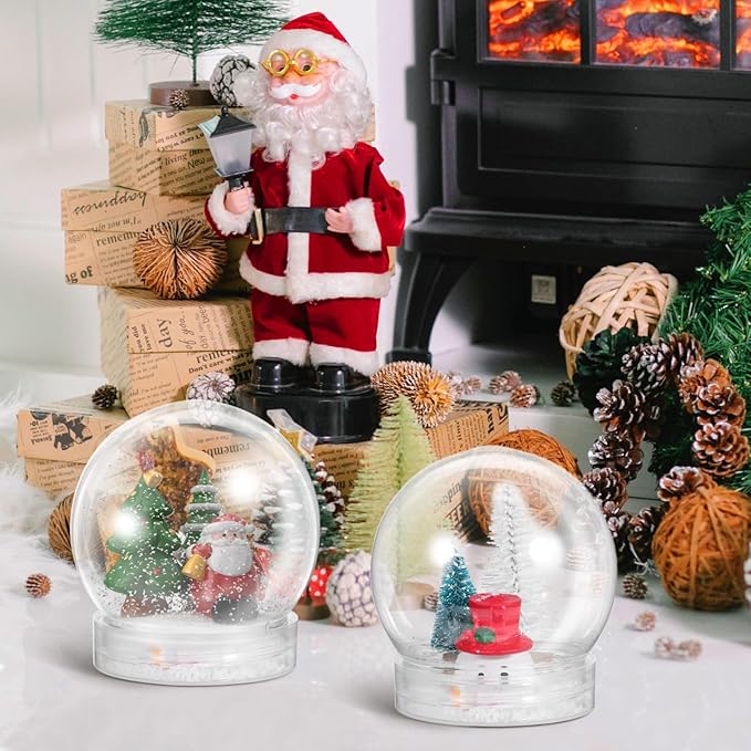 10PCS Plastic Snow Globe Water Globe 2.36 Inch DIY Clear Snow Globe with Screw Off Globe Kit for Christmas DIY Crafts Home Decoration
