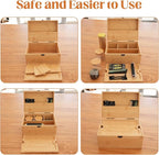 Large Bamboo Storage Box with Removable Tray Kit - Decorative Box Set, Glass Jars, and Accessories Wooden Storage Kit and Accessories Tool.Birthday Gifts