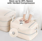Comforter Storage Bag - 110L Large Capacity Blanket Storage Bags 2-Layer Ultra Space Saving Self Compression Organizer, Washable Compression Bags for Storage Comforter Blanket, 1-Pack, Beige