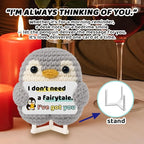 Crimmy Love Romantic Gifts for Him Her Boyfriend Girlfriend, Crochet Penguin Anniversary Birthday Present for Women Men, Christmas Valentines Gift for Couples Wife Husband (Grey Love Penguin)