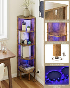 Corner Shelf Stand, 5 Tier Corner Bookshelf,Corner Furniture for Bedroom Display Corner Shelf for Small Space,Wood Shelves with Storage Rack for Living Room,Office, Rustic Brown