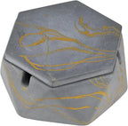 FREELOVE Concrete Ashtray with Lid & Stainless Steel Ashtrays for Cigarettes, Cement Ash Tray Smoking Holder Indoor Smokeless Outdoor Windproof Patio Home Office Cool Decor(Grey-Gold, Small)