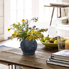 Briful Rustic Vintage Ceramic Pottery Vase, 6.1'' Farmhouse Table Decor with Distressed Texture, Wide Mouth Decorative Jar Vases for Home Decor, Shelf & Entryway, Black