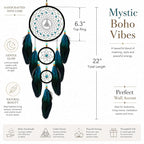 Dream Catchers Handmade Feather Native Home Wall Decoration Blue Black