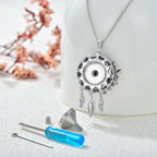 Dream Catcher Crystal Pendant Flower Urn Necklace Jewelry 925 Sterling Silver Keepsake Cremation Necklaces for Human Pet Ashes for Women