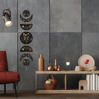 CREATCABIN 7Pcs Butterfly Flower Moon Ornaments Half Round Wood Pendant Moon Cycle Wall Hanging Wooden Moon Phase Home Boho Decor Supplies for Bedroom Farmhouse Gallery Apartment Bar 37.1x6.3in