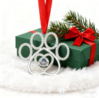 Set of 3 Christmas Hanging Ornaments - Silver Pawprint Christmas Ornaments Tree Decor for Xmas Tree Gift Decorative Hanging Ornaments Hanging Pendants (3, Silver Pawprint)