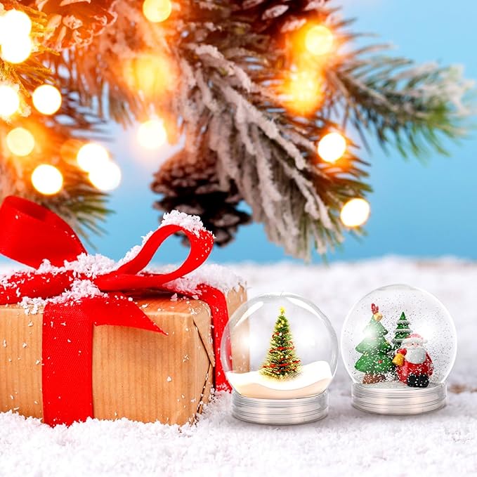 20pcs Plastic Snow Globe DIY Snow Globe Clear Plastic with Screw Off Water Globe Jar Empty for DIY Crafts Christmas Home Decoration (L*H: 5.3 x 6CM)
