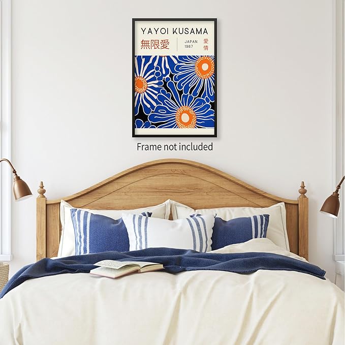 Yayoi Kusama Print Vintage Japanese Wall Art Abstract Yayoi Kusama Poster Minimalist Painting Art Exhibition Suitable for Japanese Bedroom,Living Room Office Decor 24x36in Unframed